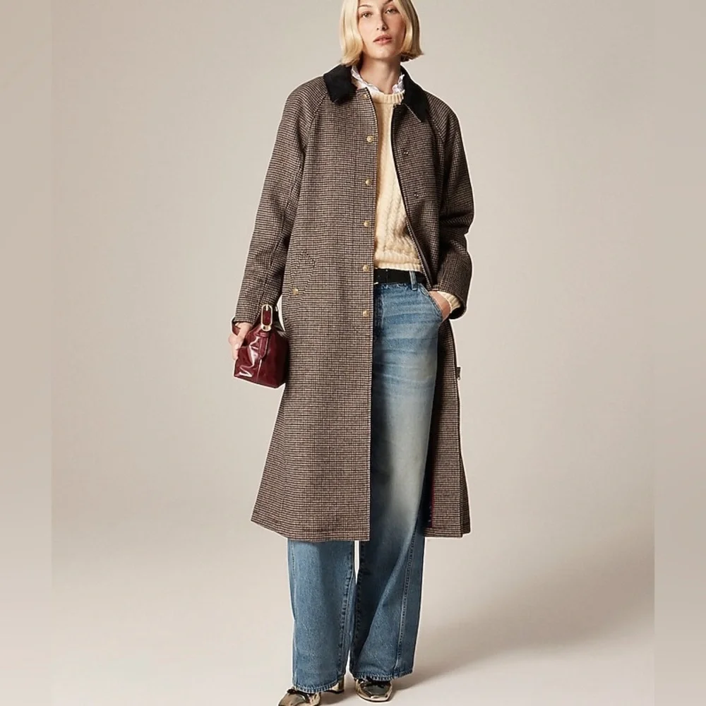 J. Crew | Jackets & Coats | J Crew Long Barn Jacket In Houndstooth